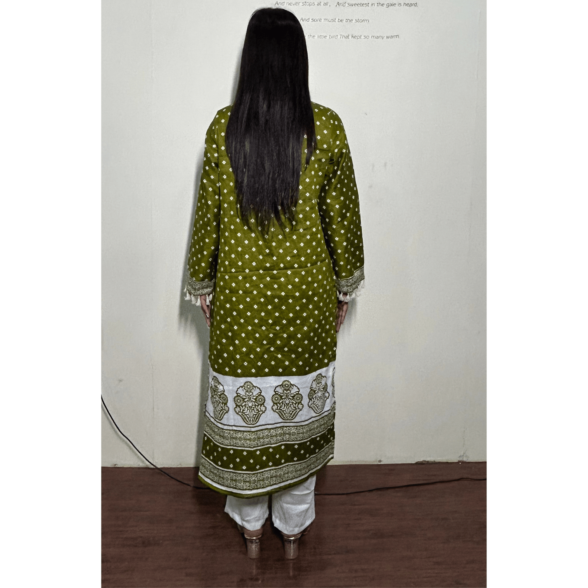 Green Bandhej Angrakha Suit - Colours Of Ethnic