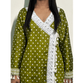 Green Bandhej Angrakha Suit - Colours Of Ethnic